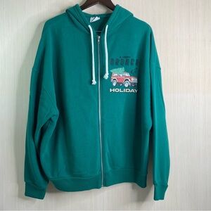 Ford Bronco Full Zip-Up Hoodie with Holiday Graphic Officially Licensed XL